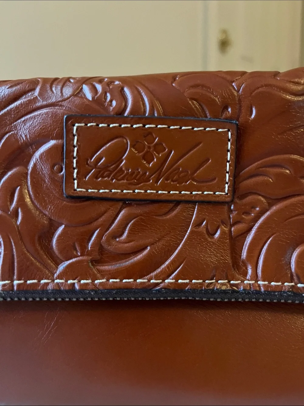 Patricia Nash VALERIE Fold-over Wristlet/Clutch Leather-Tooled Florence